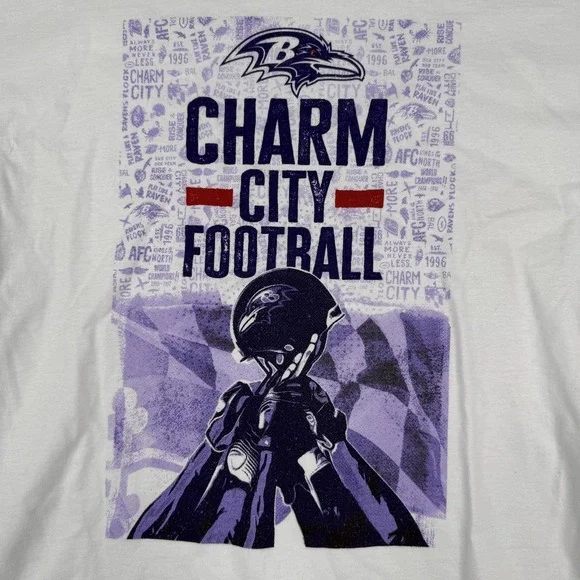 Baltimore Ravens Shirt Mens Medium White NFL Football '47 Charm City Graphic Tee - Picture 2 of 8